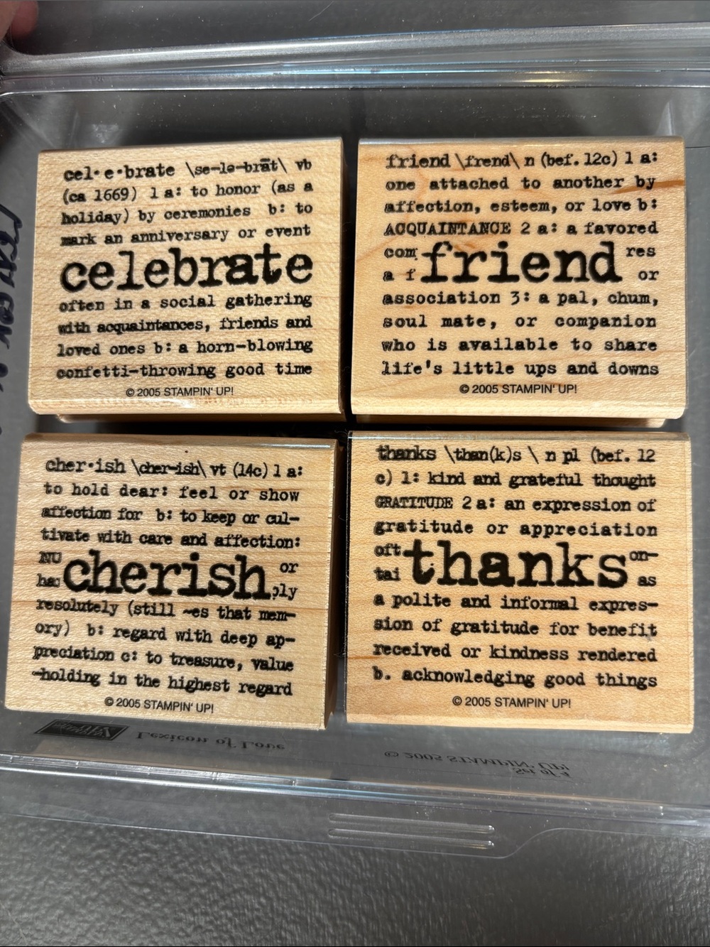 Stampin’ Up! Lexicon of Love 2005 Retired Wood Mount Stamp Set of 4